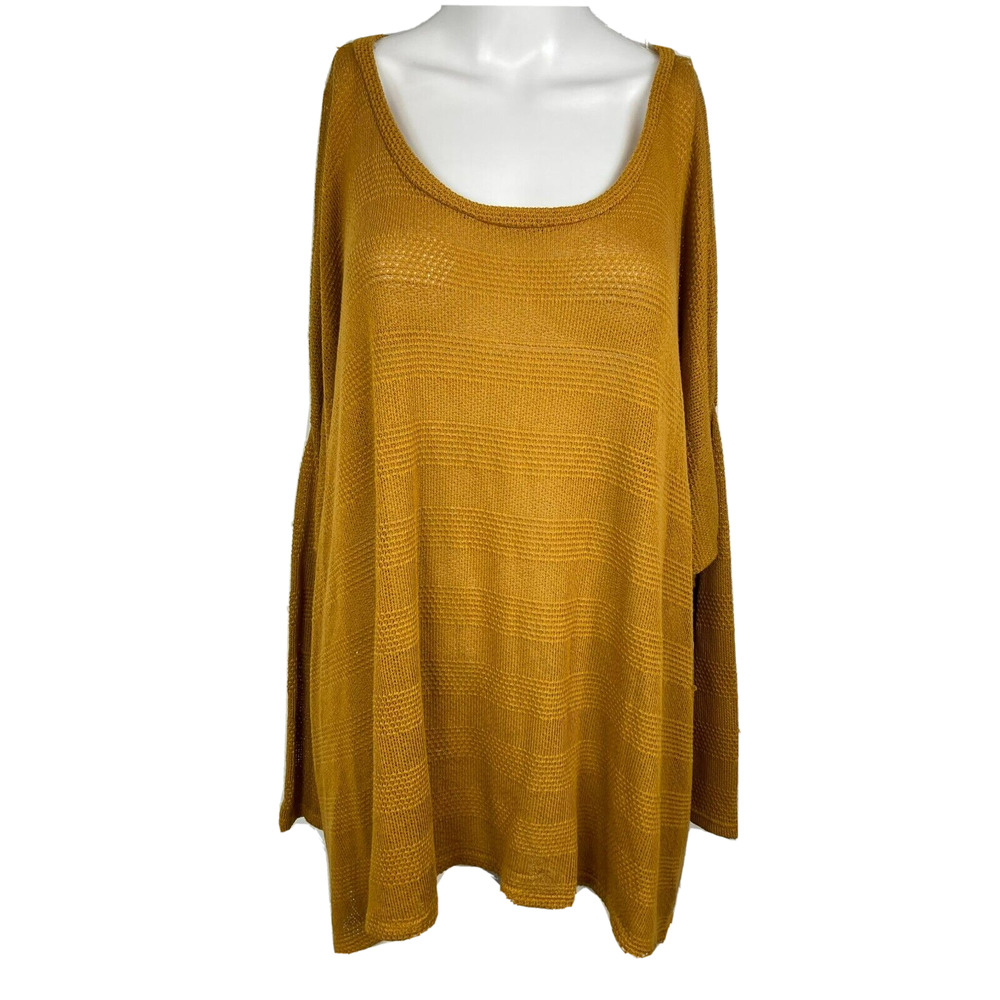NWT Fantastic Fawn Sweater Womens Sz M Gold Loose Long Sleeve Knit Top Stretch